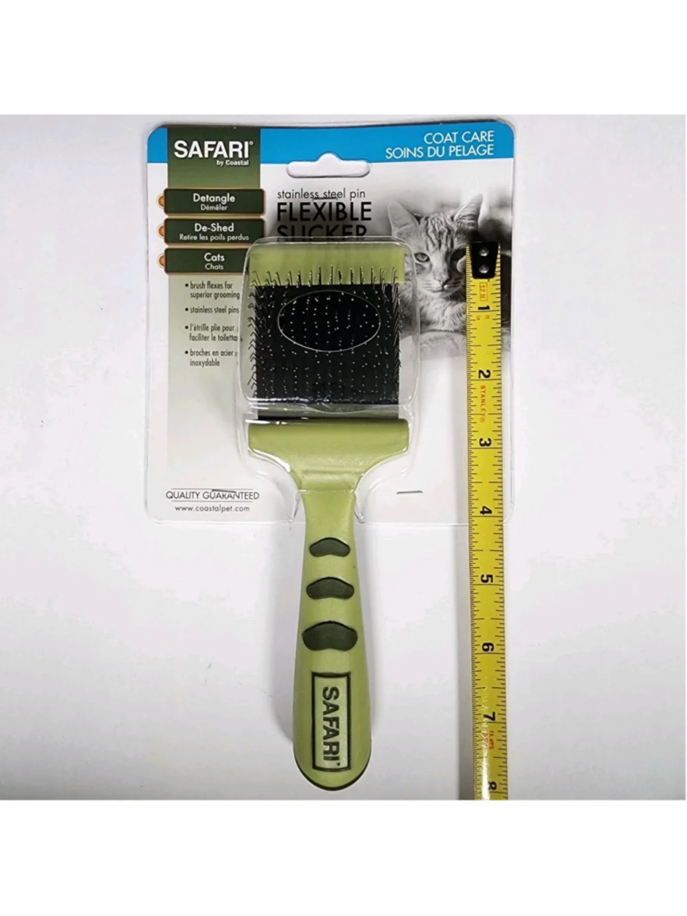 Safari by Coastal Cat Flexible Slicker Brush Stainless Steel Pins Green W426 NEW